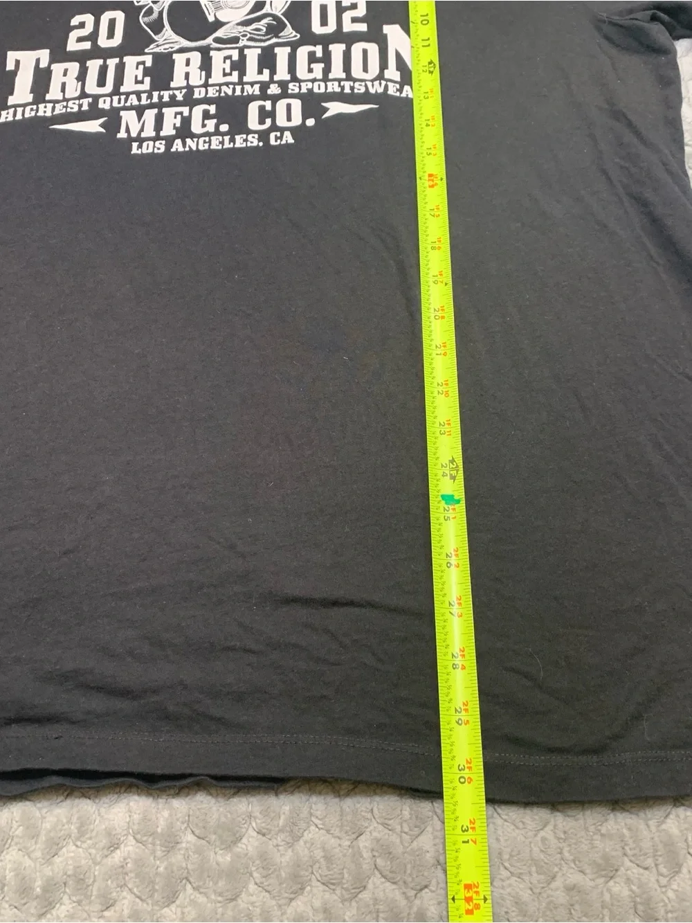 True Religion Black Short Sleeve Tee with White Logo